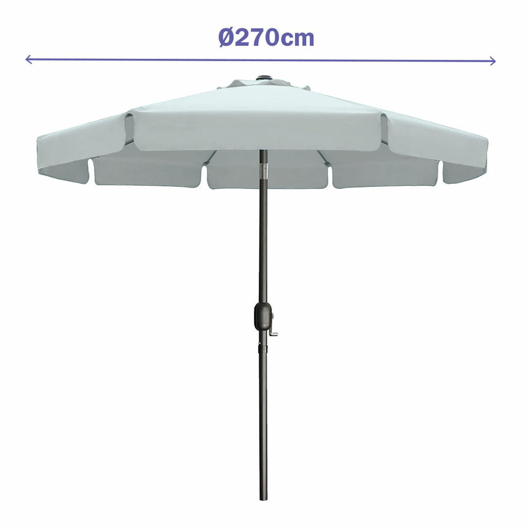 Marbueno Steel Umbrella with 8 Ribs, 300 cm, White Polyester, for Garden, Pool, and Terrace.