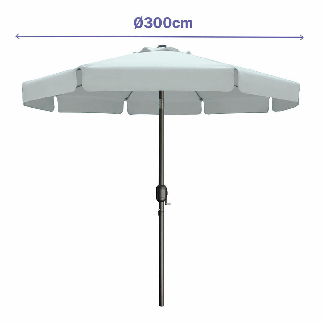 Marbueno Steel Umbrella with 8 Ribs, 300 cm, White Polyester, for Garden, Pool, and Terrace.
