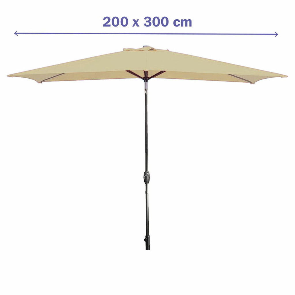 Marbueno Steel Umbrella with 8 Ribs, 200x300 cm, Polyester, Brown, for Garden, Pool, and Terrace.