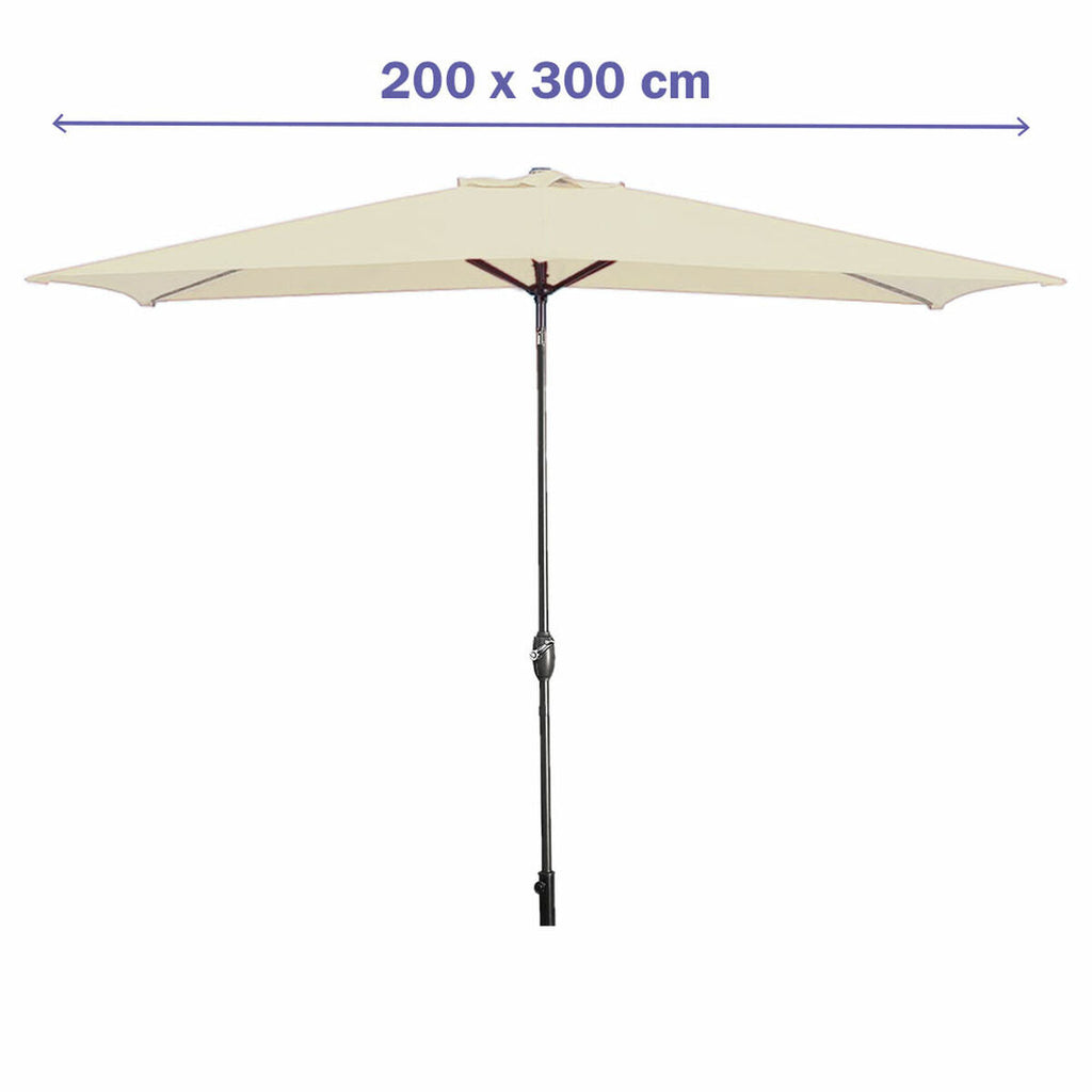 Marbueno Steel Umbrella with 8 Ribs, 200x300 cm, Beige Polyester, for Garden, Pool, and Terrace.