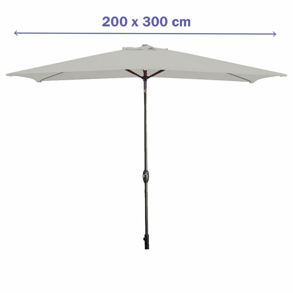 Marbueno Steel Umbrella with 8 Ribs, 200x300 cm, White Polyester, for Garden, Pool and Terrace.