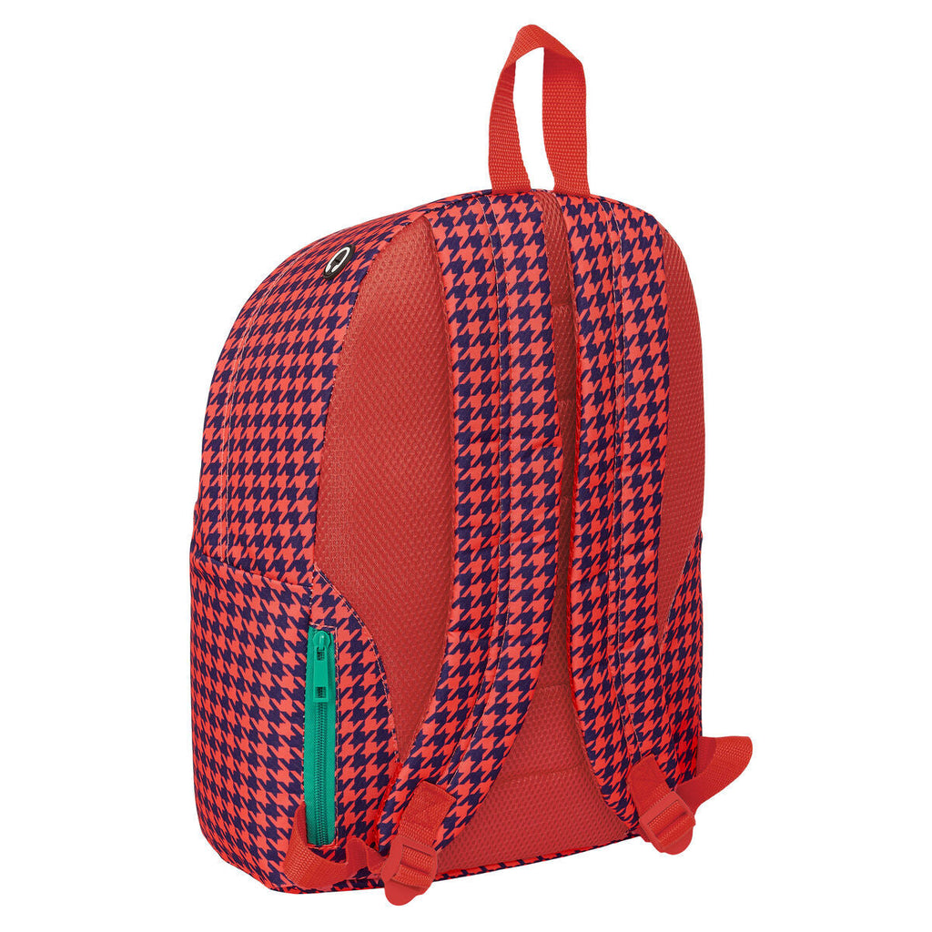 Nait Nait Mochila para libreta Pata de gallo coral Coral 31 x 41 x 16 cm
