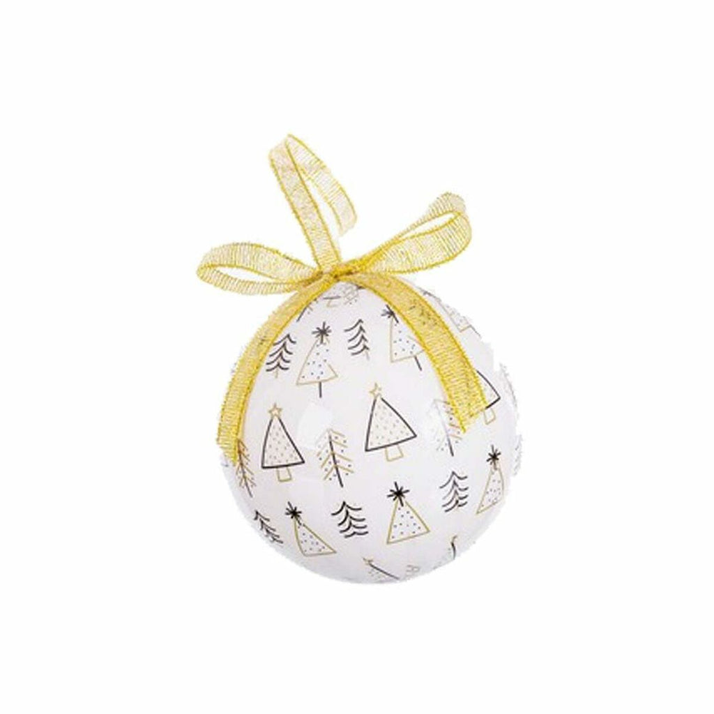 White and Gold Christmas Balls, Polyfoam Paper, 7.5 x 7.5 x 7.5 cm (14 Units)