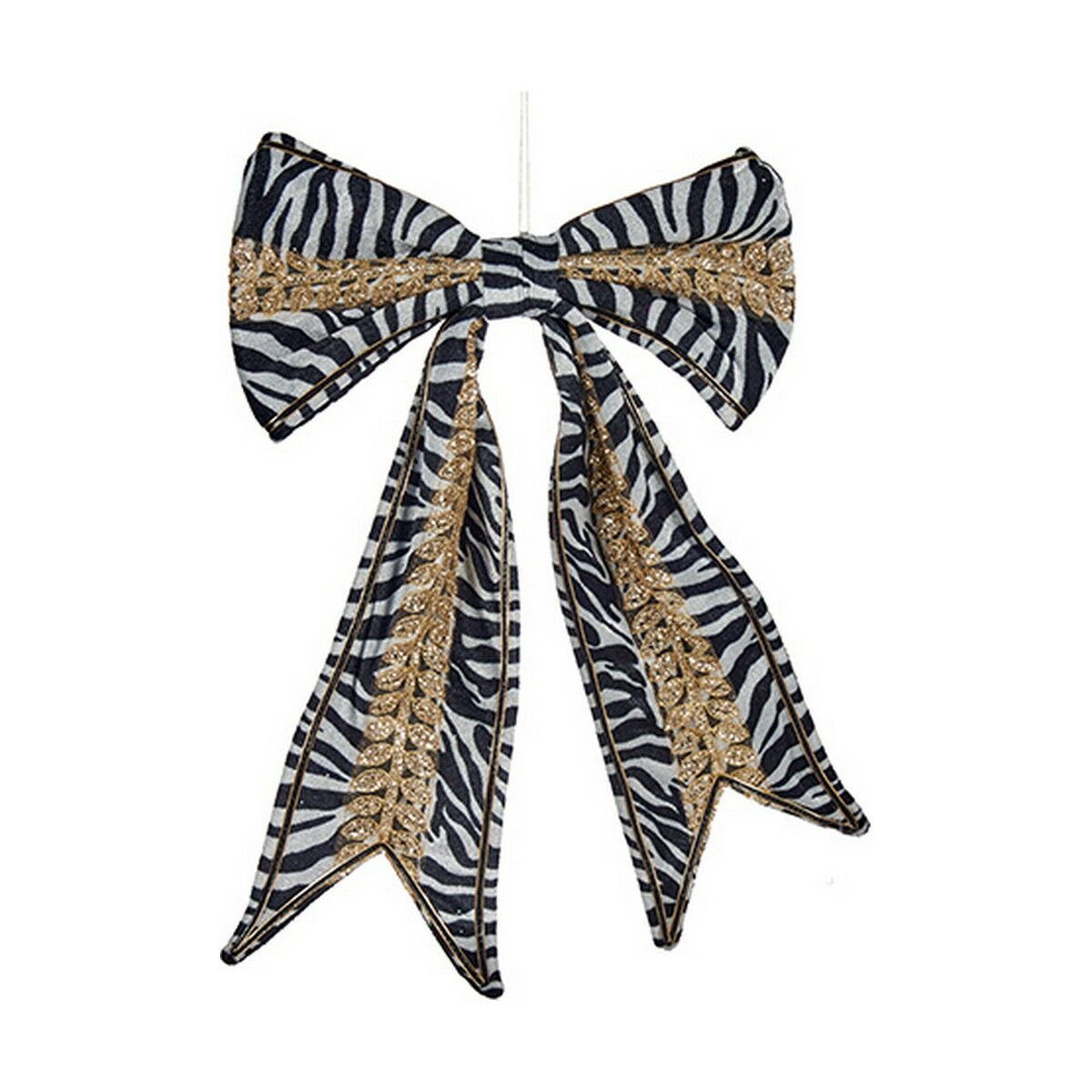 Zebra Bow Christmas Ornament 45 x 30 cm Black White