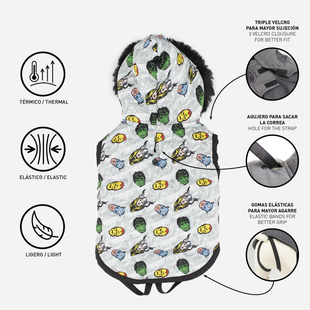 Casaco para Cães The Avengers Cinzento XXS