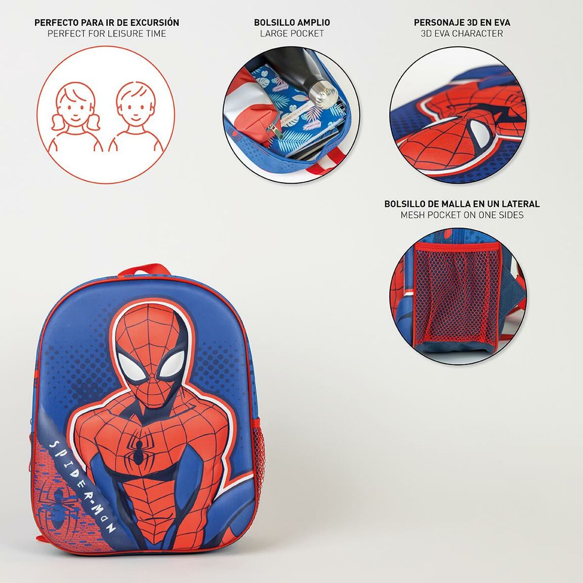 Mochila escolar azul Spider-Man 25 x 31 x 10 cm