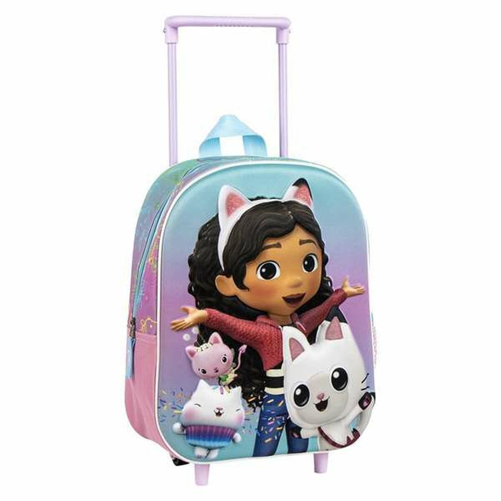 Mochila Escolar 3D com Rodas Gabby's Dollhouse Cor de Rosa 25,0 x 31,0 x 10,0 cm