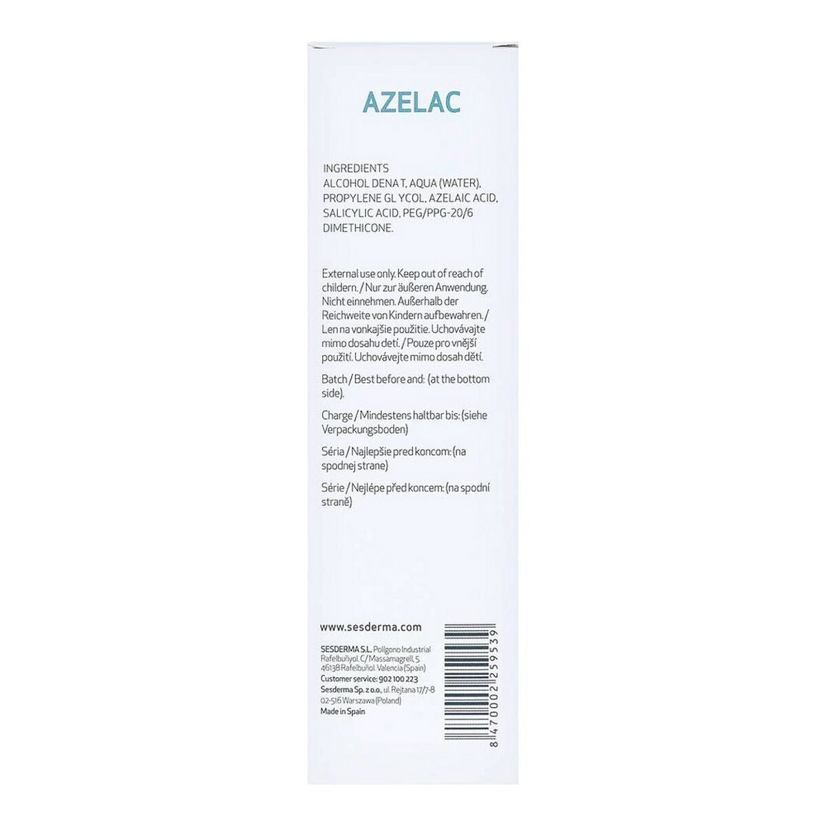 Tratamiento para el acné Sesderma Azelac Loción facial 100 ml