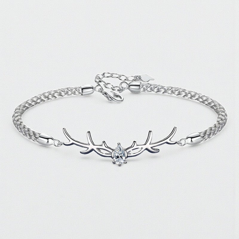 Pulseira de Corda Trançada com Zircónia