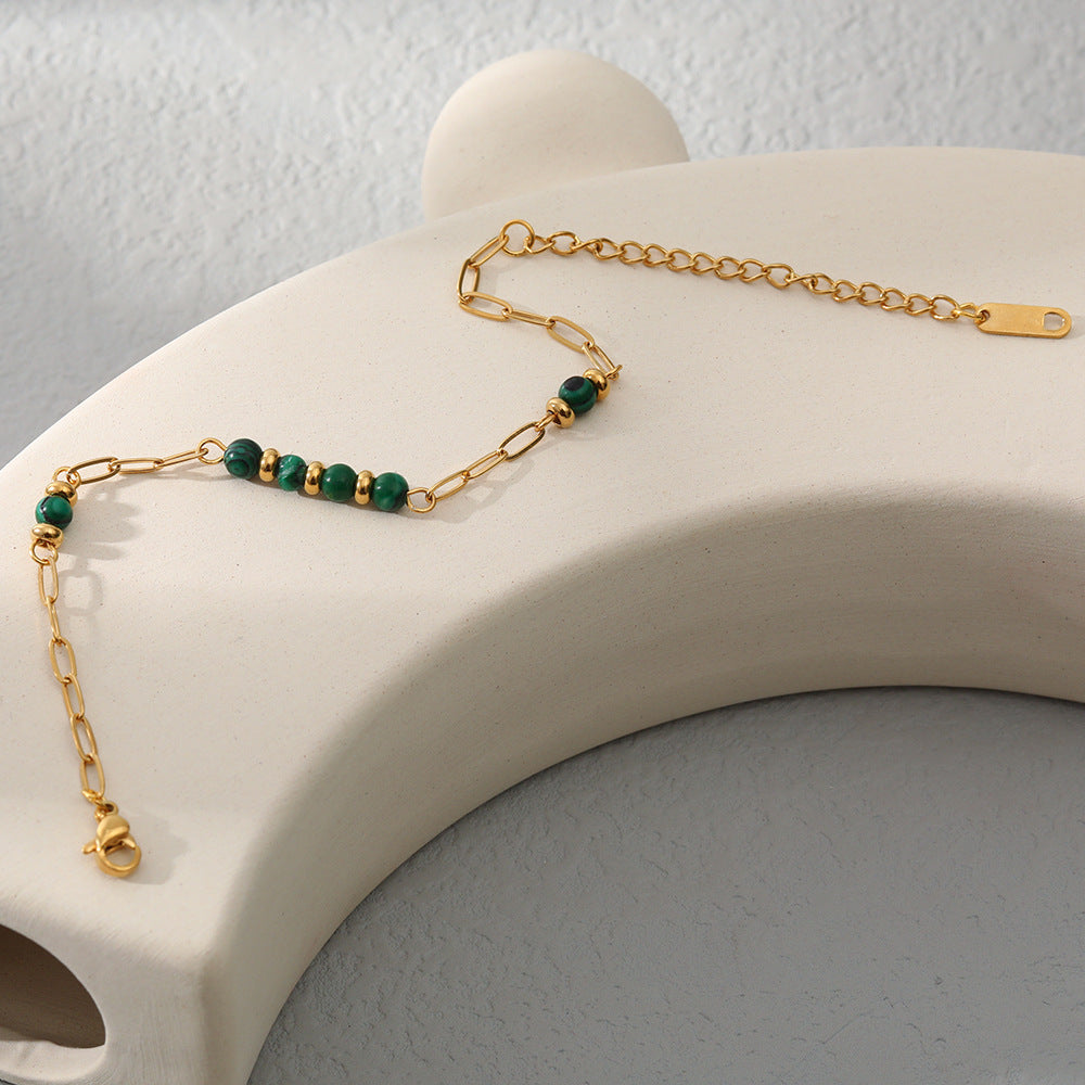 Pulseira em Aço Inoxidável e Pedra Natural