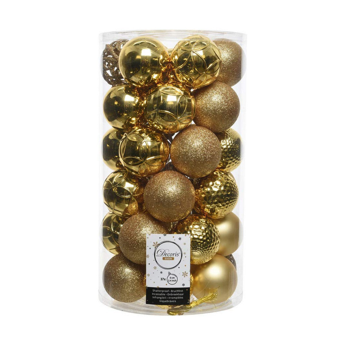 Decoris Gold Christmas Balls, 37 Pieces