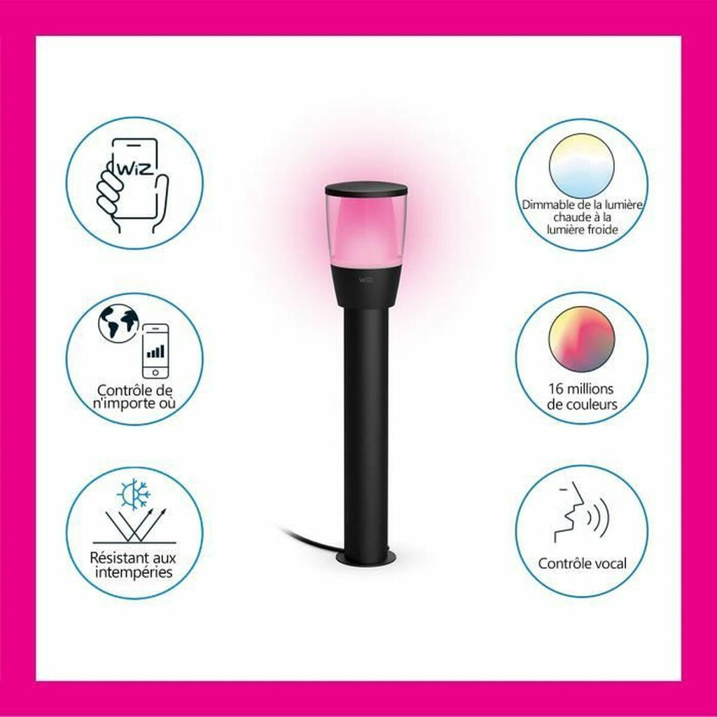 Estaca solar de jardim Wiz Preto Metal