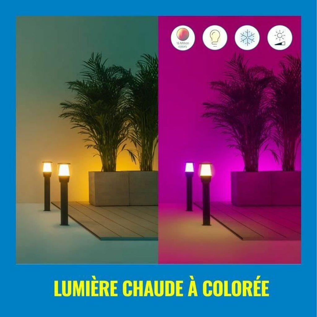 Estaca solar de jardim Wiz Preto Metal