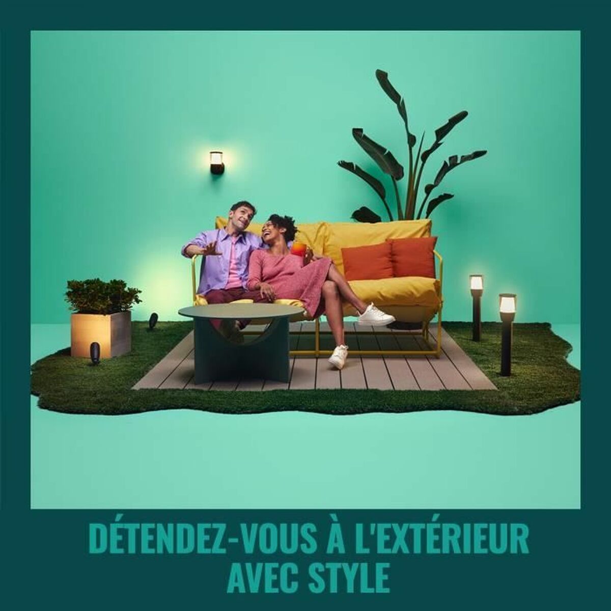 Estaca solar de jardim Wiz Preto Metal