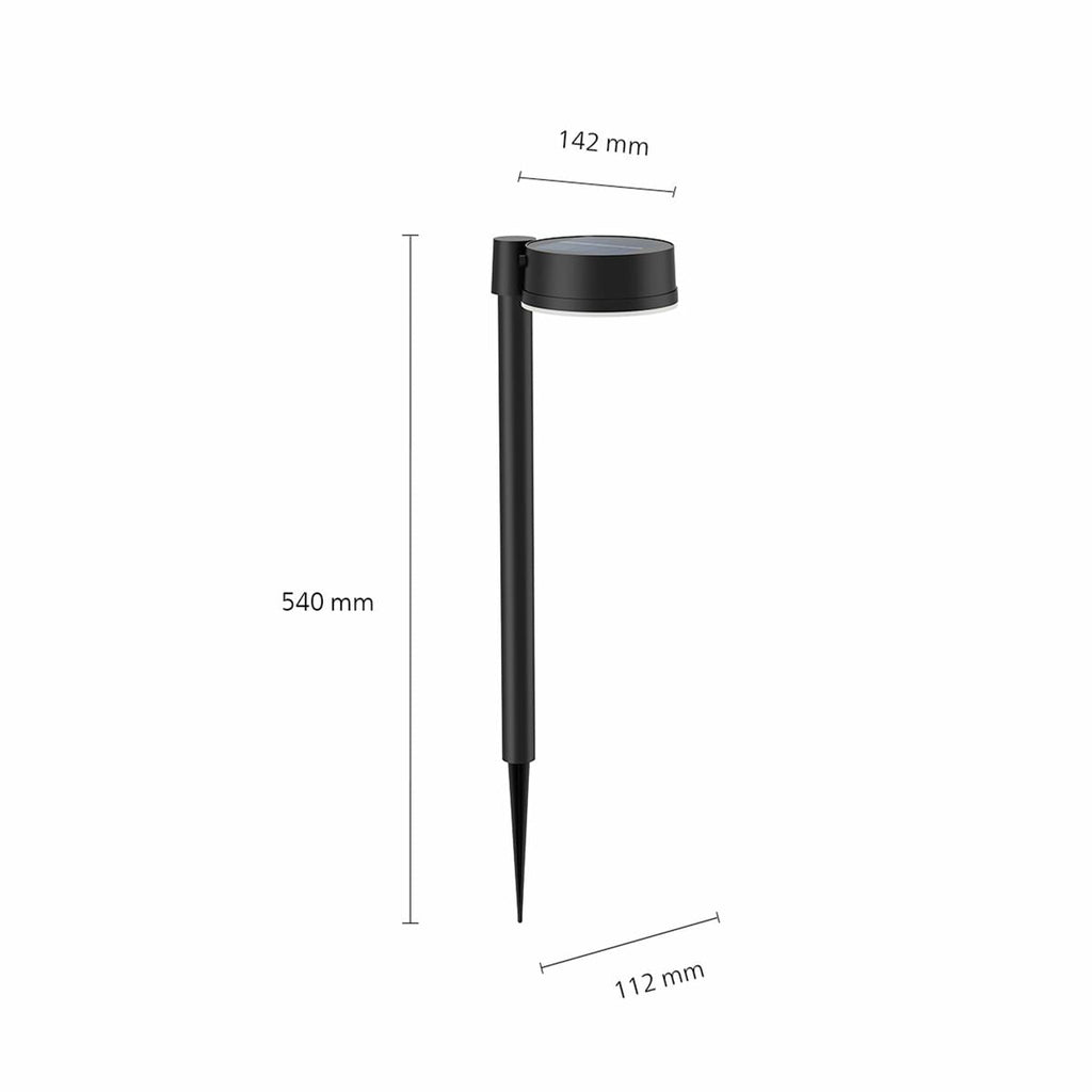 Philips Vynce 1.5W Solar Garden Stake 11.2 x 14.2 x 54 cm Black Plastic Round (2700K) (Warm White) (1 Unit)