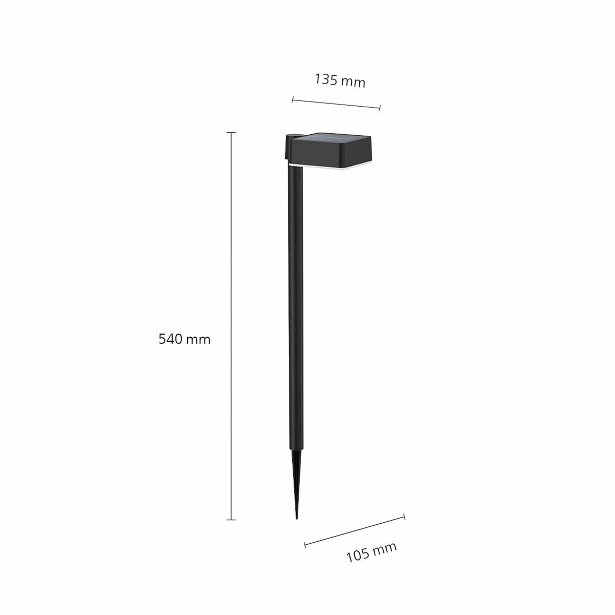 Philips Vynce 1.5W Solar Garden Stake 10.5 x 13.5 x 54 cm Black Plastic Square (2700K) (Warm White) (1 Unit)
