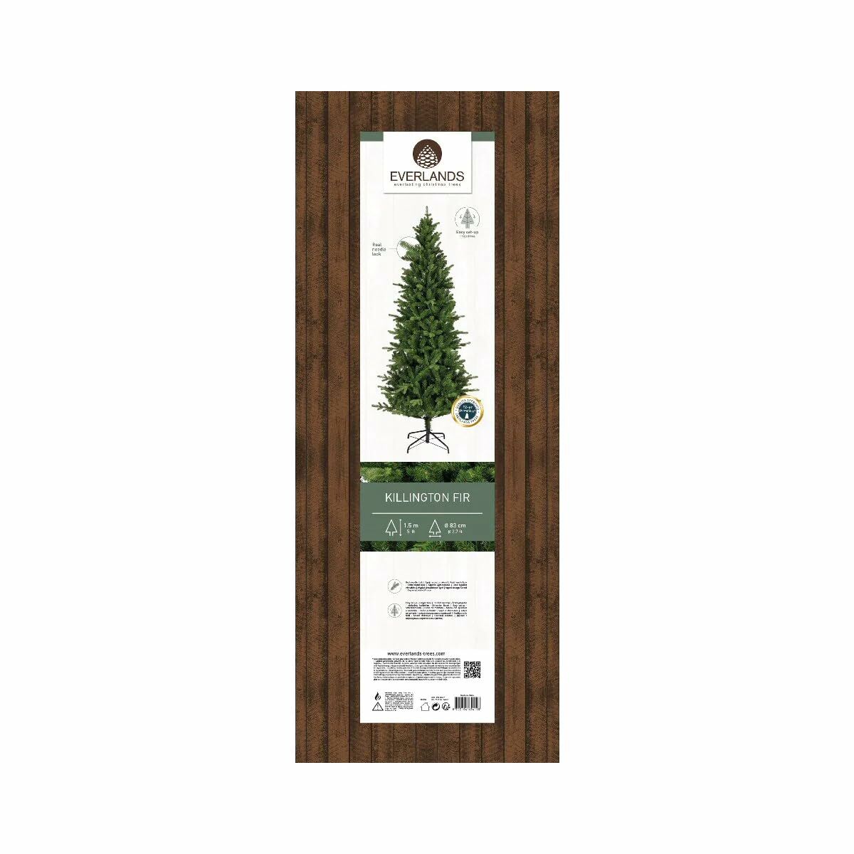 Everlands Christmas Tree, Green PVC Metal Polystyrene Fir Wood, Ø 83 x 150 cm