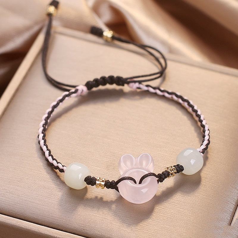 Strawberry Quartz Rabbit Bracelet