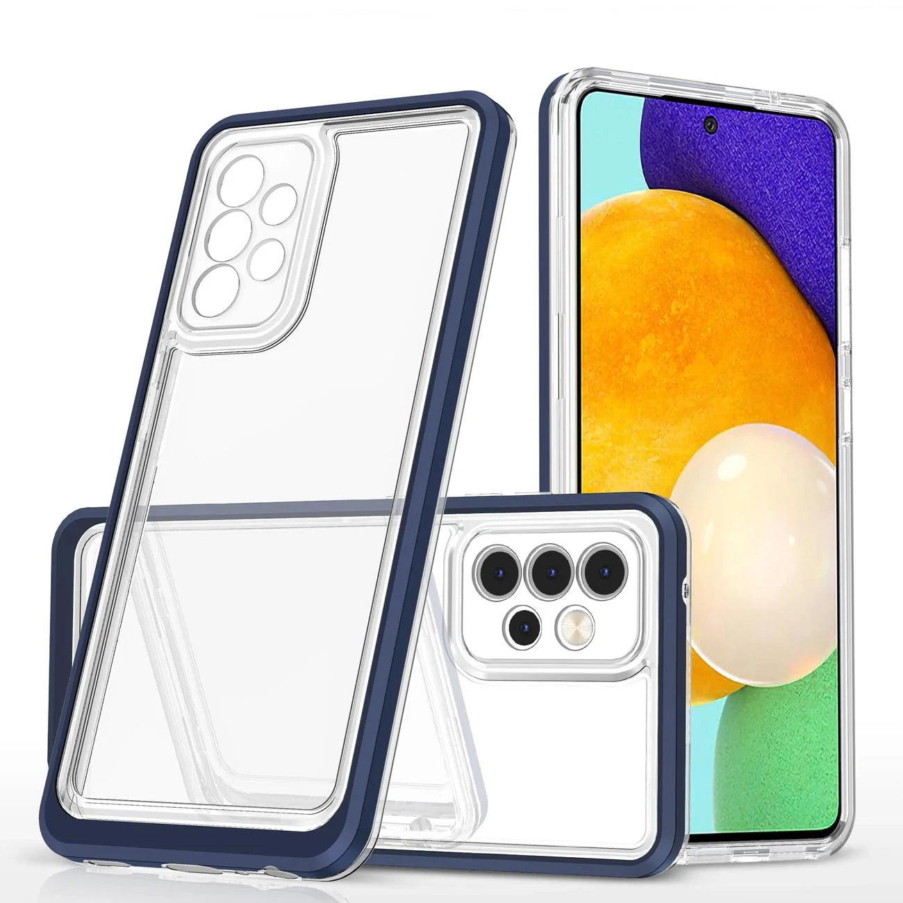 Capa Transparente 3 em 1 para Samsung Galaxy A33 5G com Estrutura Azul