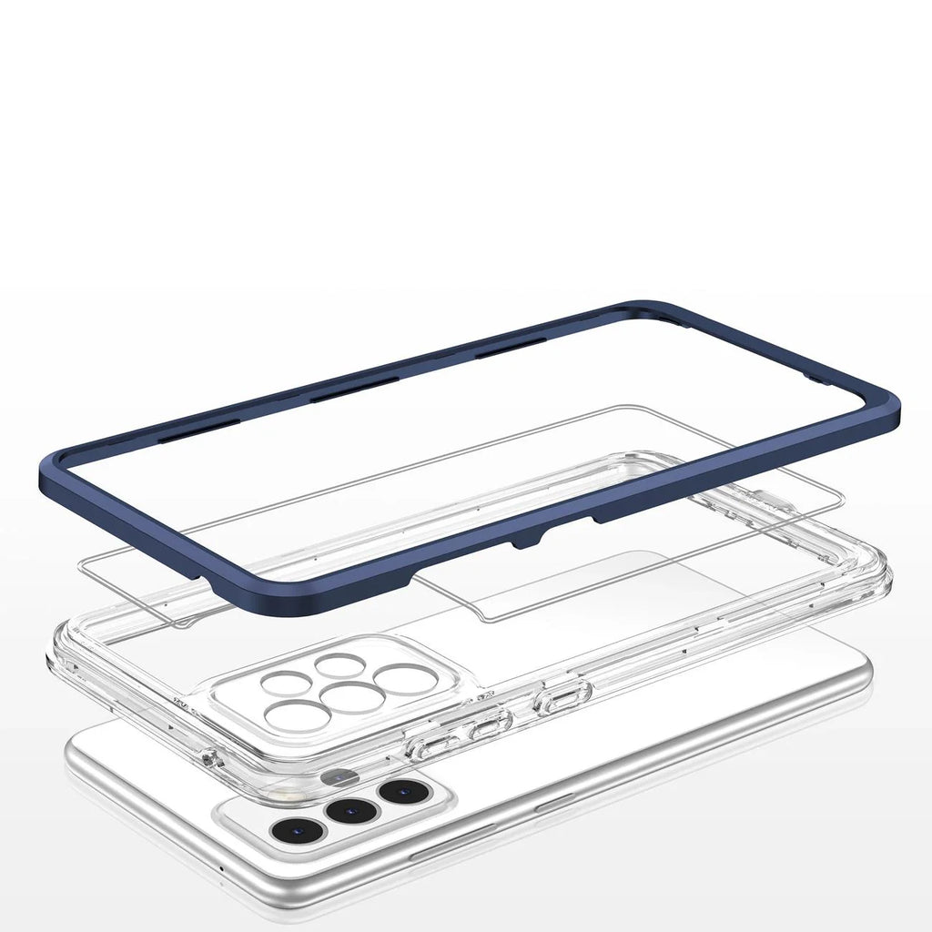 3-in-1 Transparent Case for Samsung Galaxy A33 5G with Blue Frame