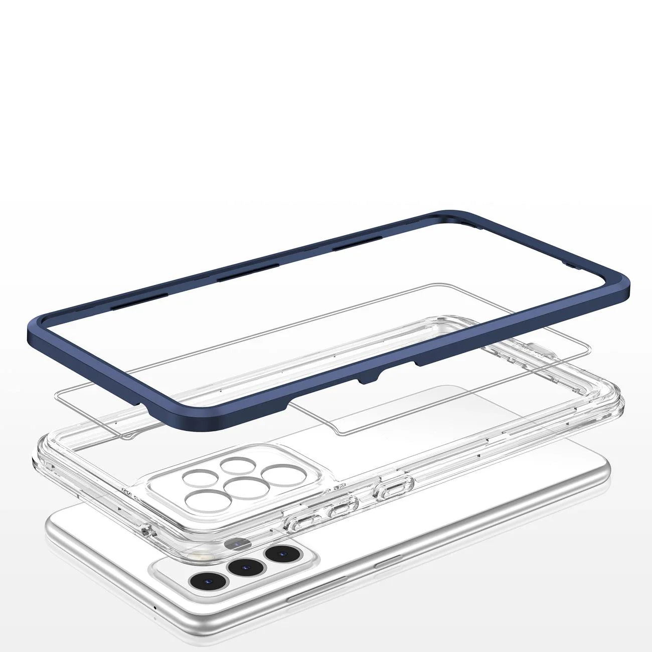 Capa Transparente 3 em 1 para Samsung Galaxy A33 5G com Estrutura Azul