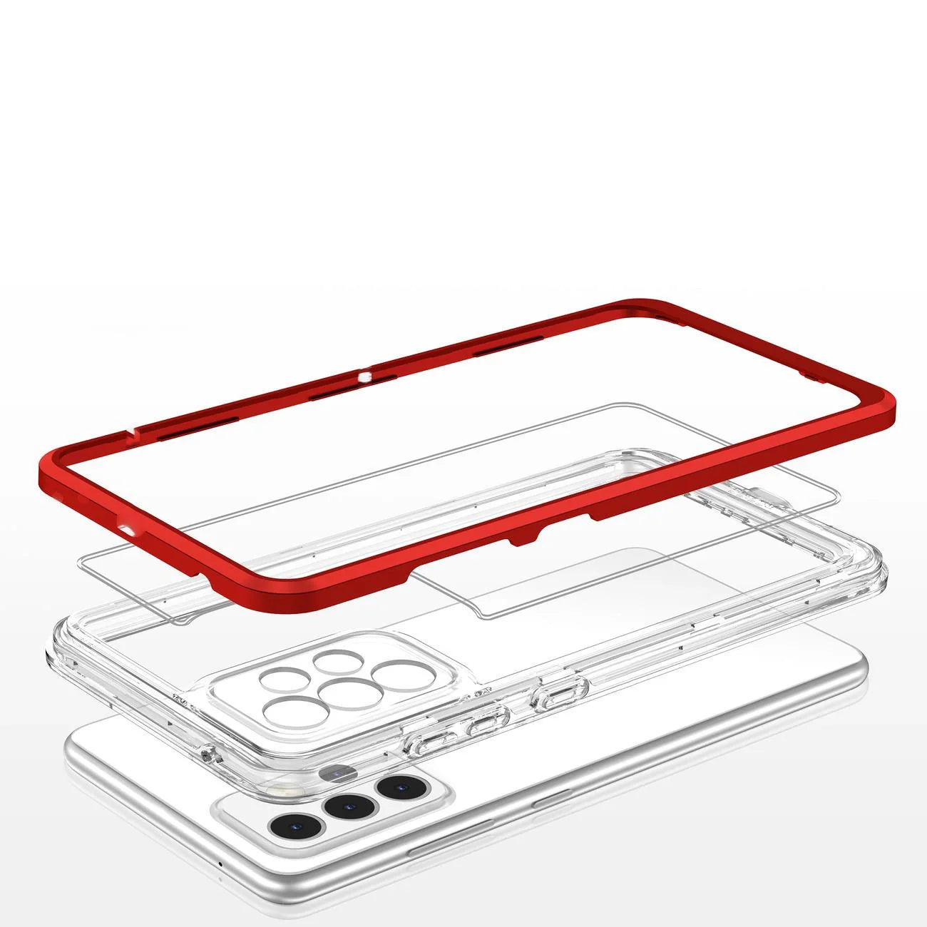 Funda 3 en 1 para Samsung Galaxy A33 (5G) Roja y Transparente