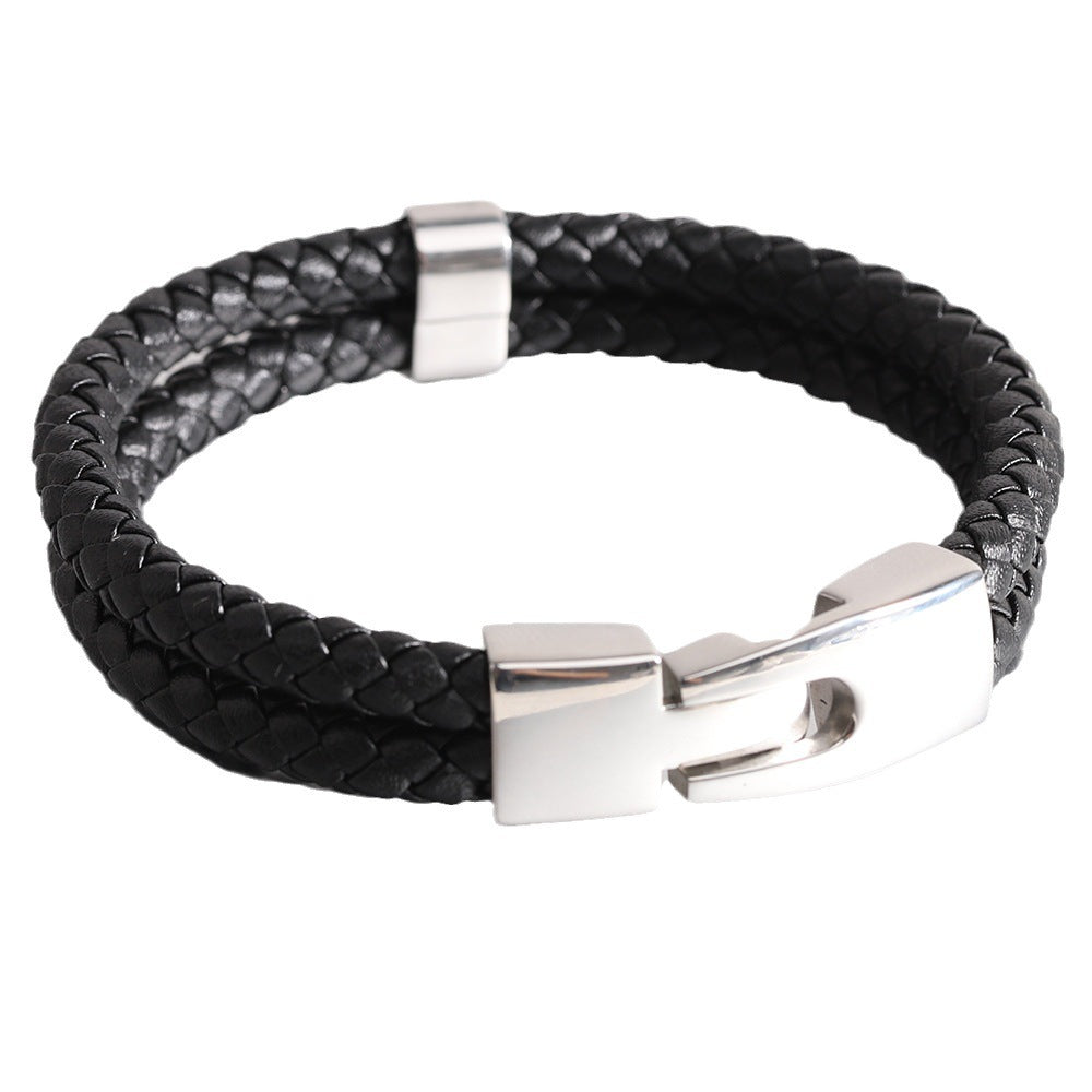 Leather and Stainless Steel Bracelet