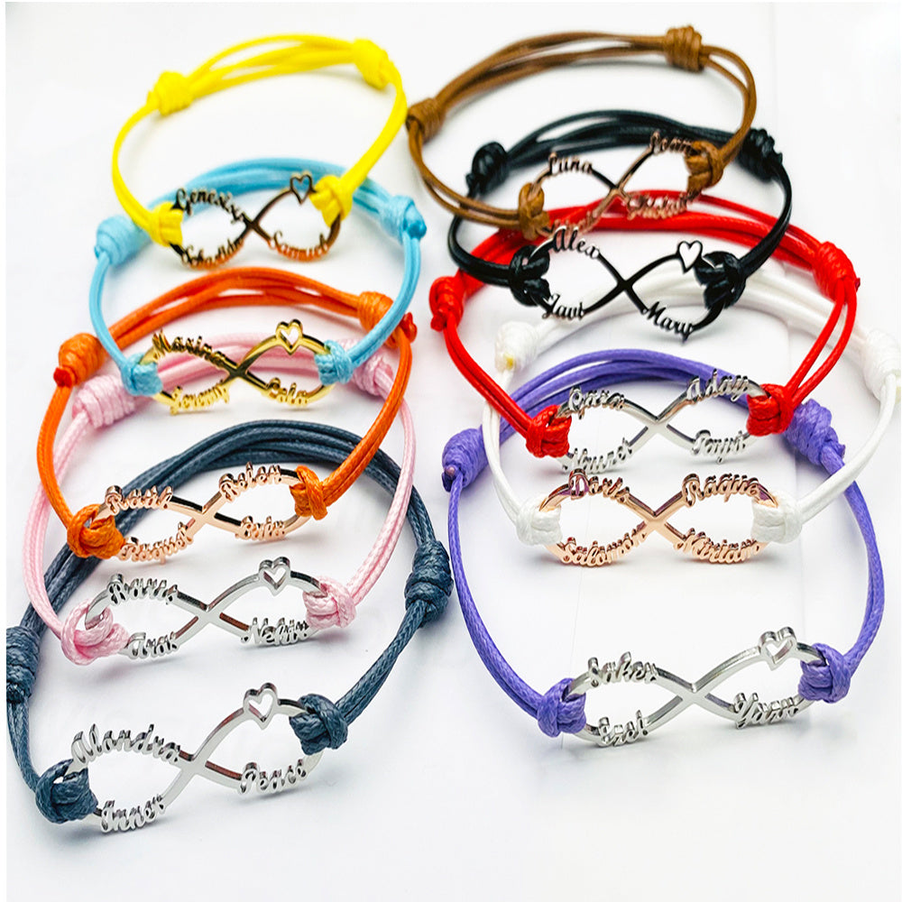 Pulseira Infinito Personalizada em Couro e Aço Inoxidável