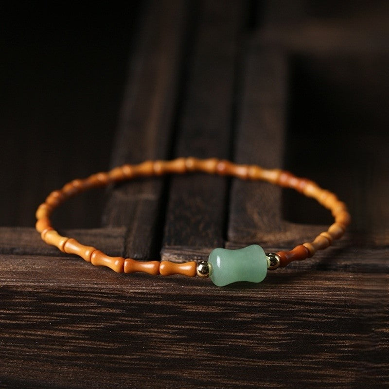 Bamboo bracelet with green jade.