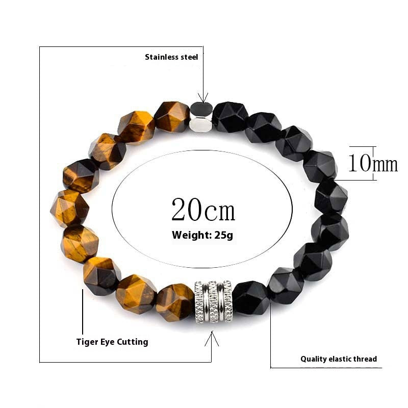 Pulseira da Sorte em Pedra Natural e Aço Inoxidável