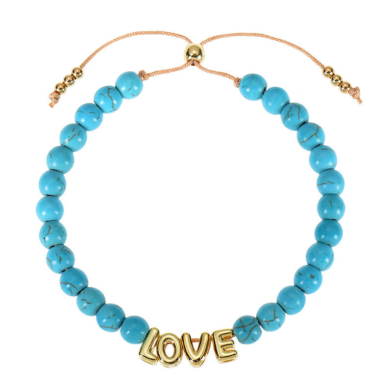 Pulseira Personalizada com Letras em Pedra Natural