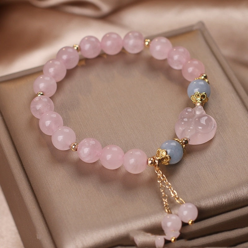 Pulseira em Cristal Rosa Doce