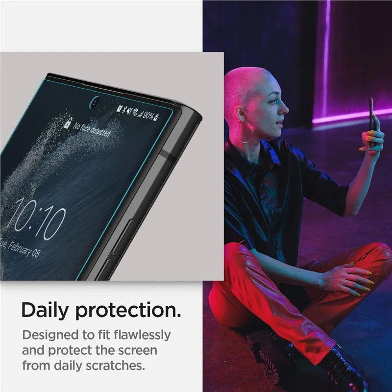 Película protectora Spigen para Samsung Galaxy S22 Ultra (2 unidades, transparente)