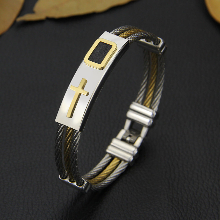 Pulseira Cruz em Aço Inoxidável