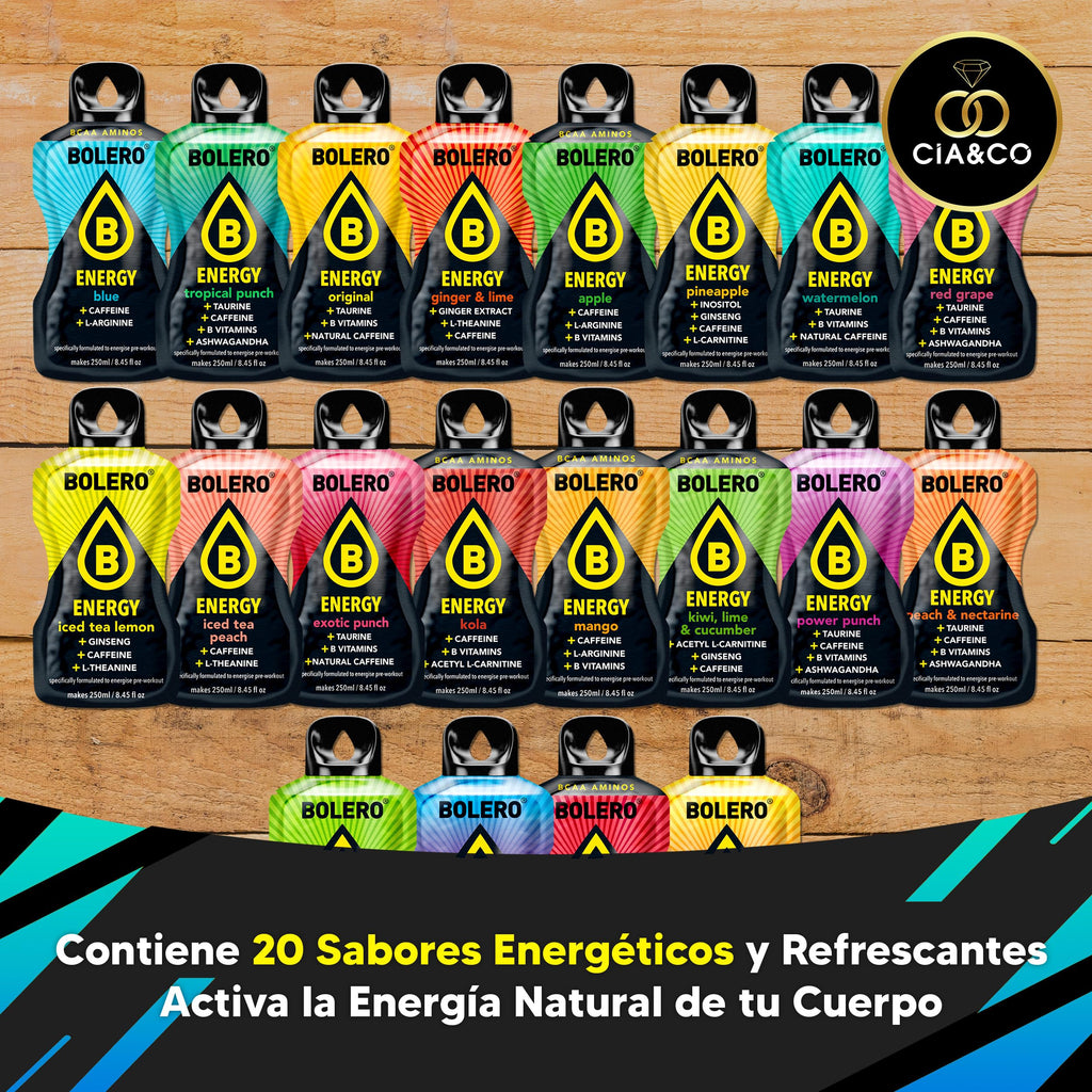 57 x Bolero Drinks MIX VARIETY FLAVORS (57x9 grs) - Healthy and Natural Hydration - Water Alternative with Vitamin C and Stevia Extract + 50 Healthy Nuggets Cia&Co