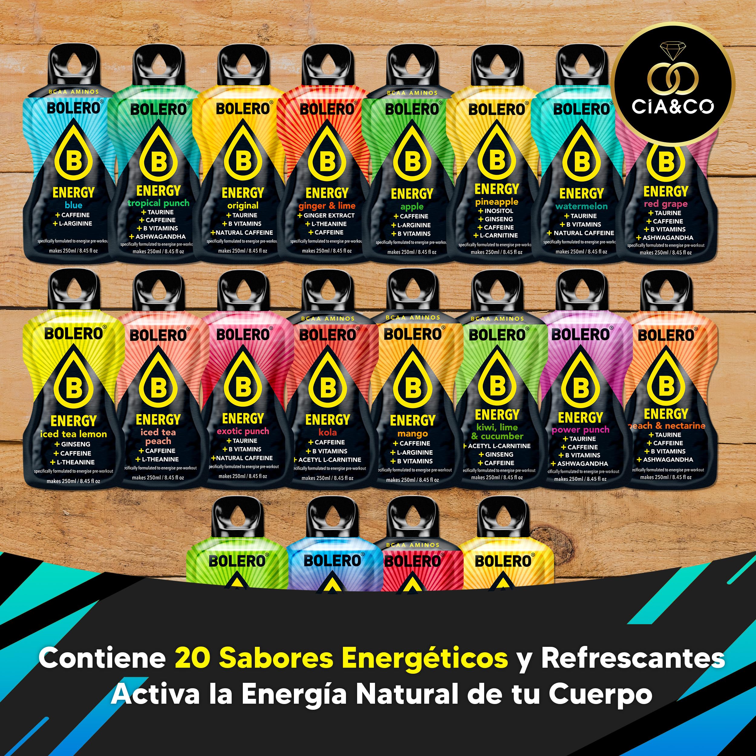 57 x Bolero Drinks MIX VARIETY FLAVORS (57x9 grs) - Healthy and Natural Hydration - Water Alternative with Vitamin C and Stevia Extract + 50 Healthy Nuggets Cia&Co