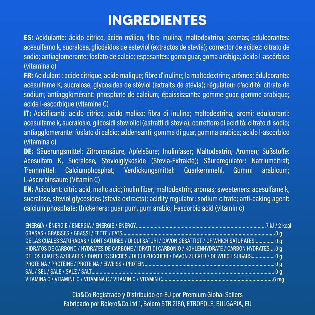 57 x Bolero Drinks MIX VARIETY FLAVORS (57x9 grs) - Healthy and Natural Hydration - Water Alternative with Vitamin C and Stevia Extract + 50 Healthy Nuggets Cia&Co