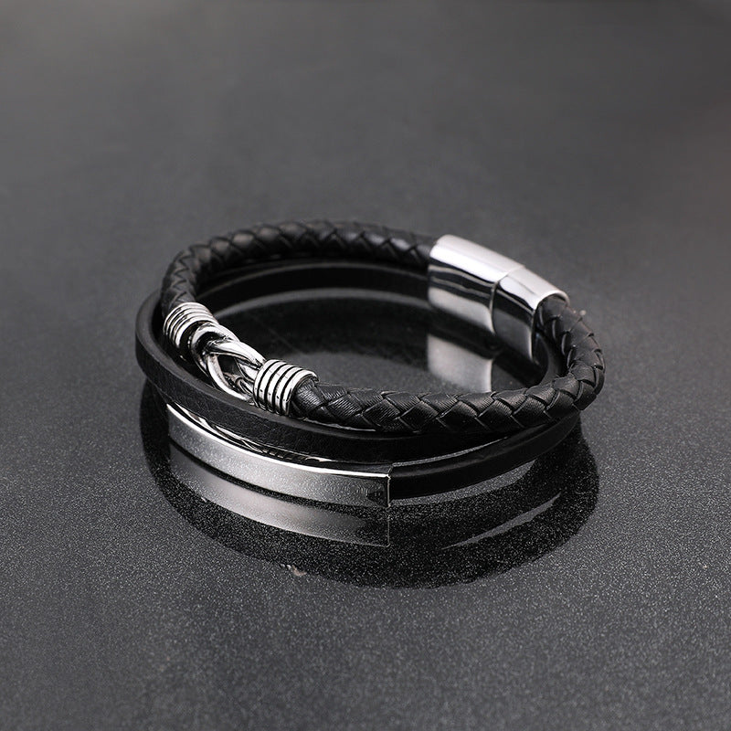 Leather and Stainless Steel Bracelet