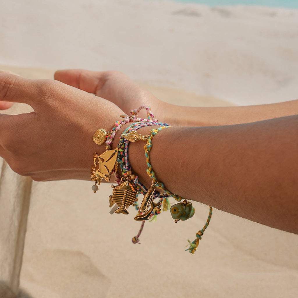 Pulseira Náutica em Corda Trançada com Aço Inoxidável