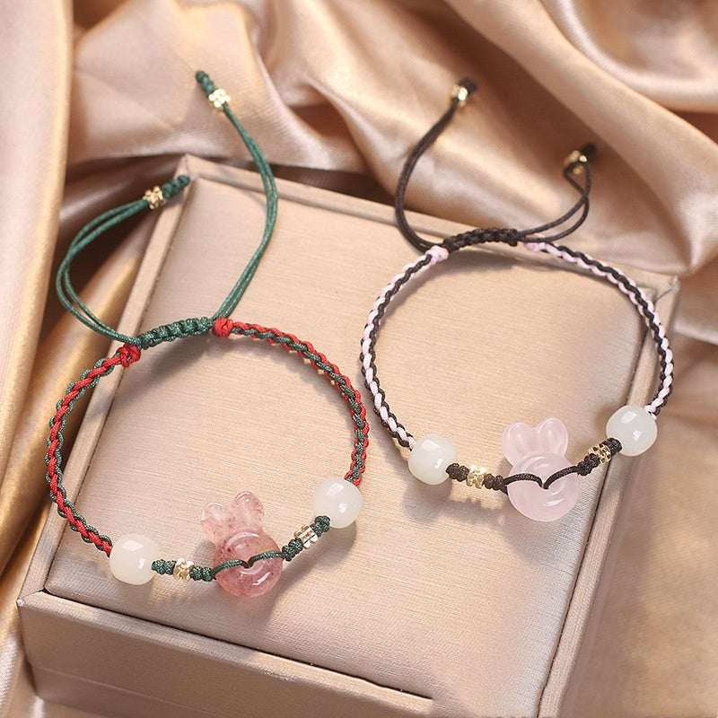 Strawberry Quartz Rabbit Bracelet