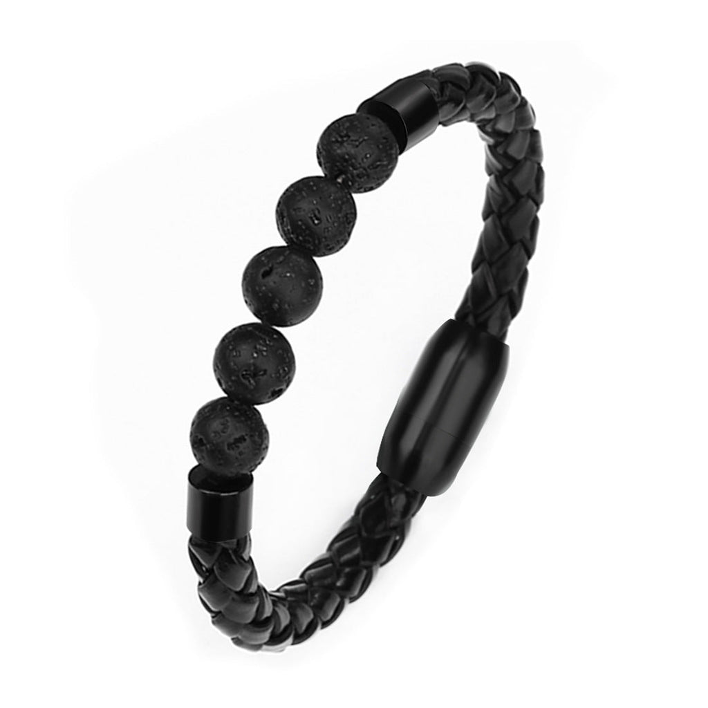 Pulseira de Couro e Pedra Natural