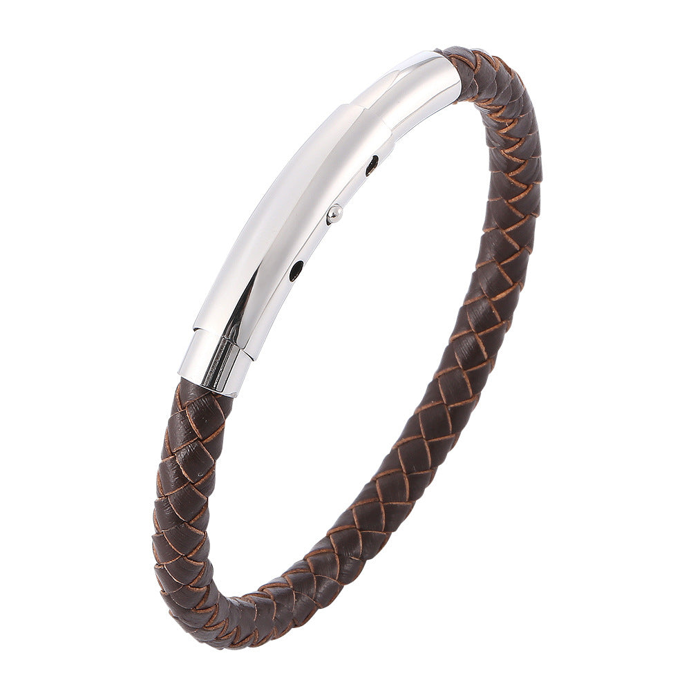 Leather and Stainless Steel Bracelet