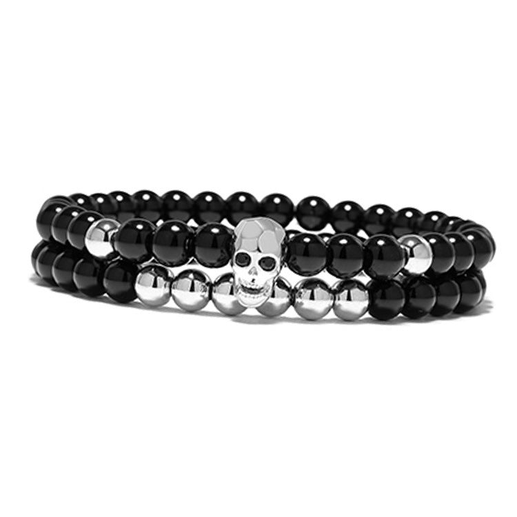 Pulseira Skull em Pedra Natural