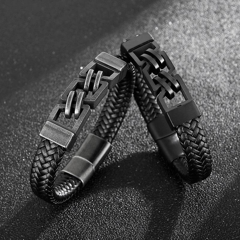 Leather and Stainless Steel Bracelet