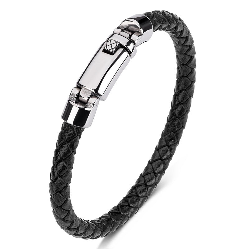 Leather and Stainless Steel Bracelet
