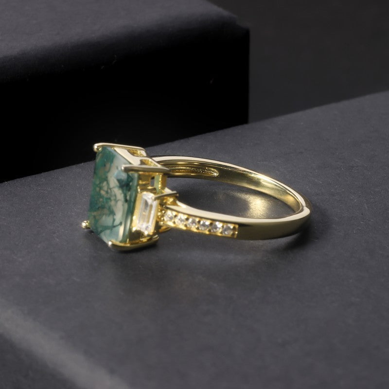 Anel Ágata Verde Musgo