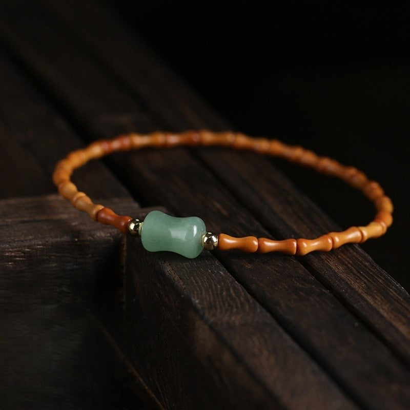 Bamboo bracelet with green jade.