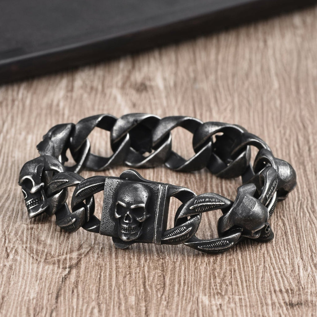 Pulseira Skull em Aço Inoxidável