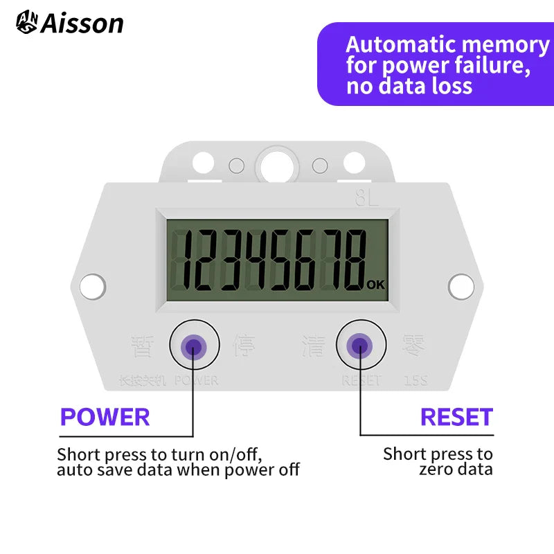 8-Digit Electronic Digital Counter, High-Frequency Punch Counter, No Voltage Counting, No Battery Included, No Sensor Included