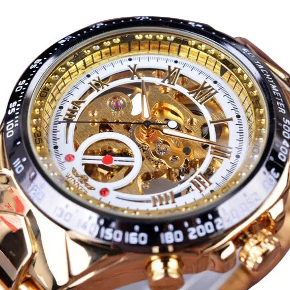 Men's gold mechanical watch
